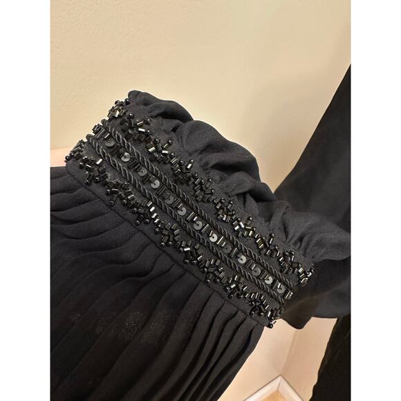 Oscar de la Renta Black Beaded Embroidery Blouse Sz M/L - Picture 4 of 7